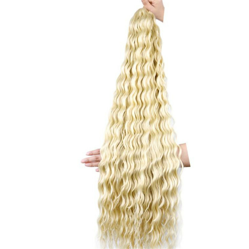 30″ Deep Wave Crochet Bulk Braids Synthetic Ocean Wave Crochet Hair Extensions
