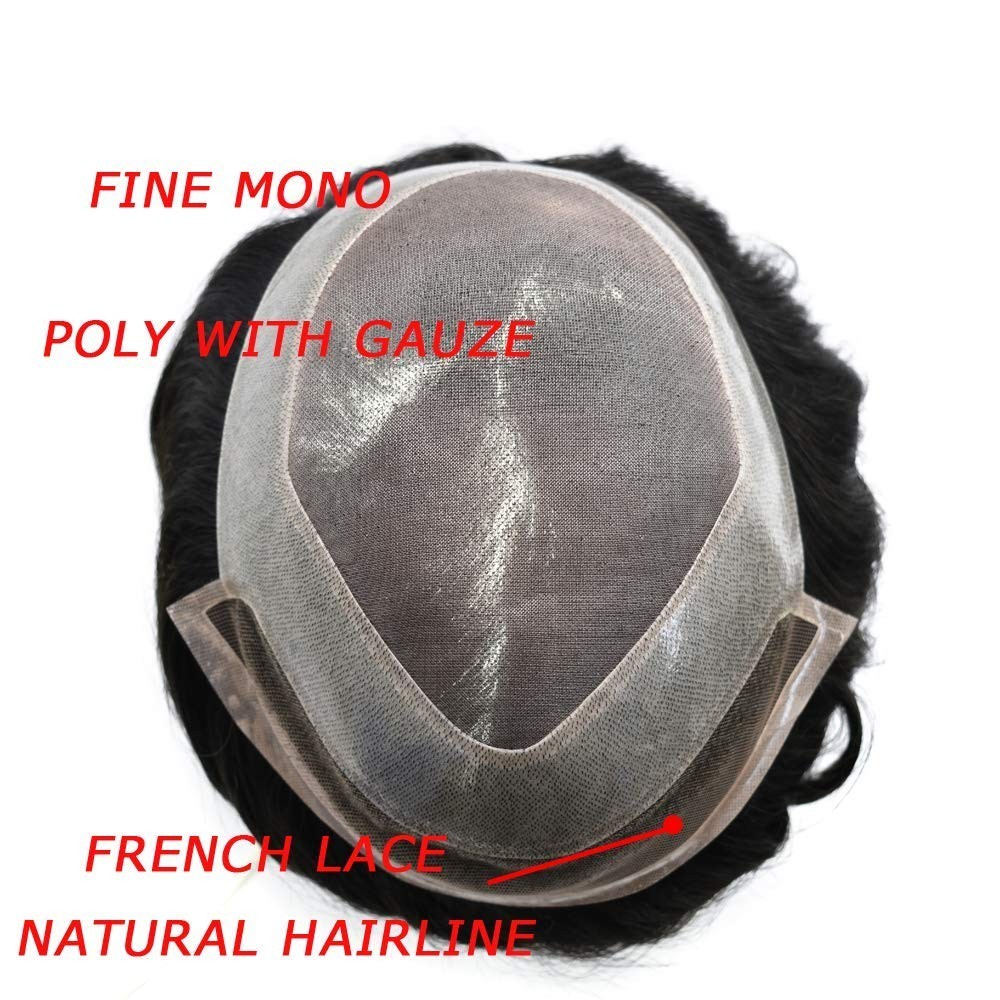 French Lace Front Toupee For Men Hairpiece Real Human Hair System for Men