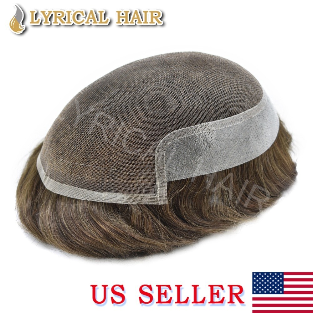 Lace Front PU Base Men’s Toupee Human Hair Natural Invisible Hairline Hairpiece