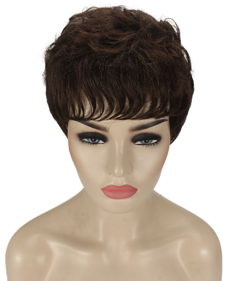 Veronica – Curly Kanekalon Synthetic Fiber Full Wig, 2-4.5 in, Medium Brown
