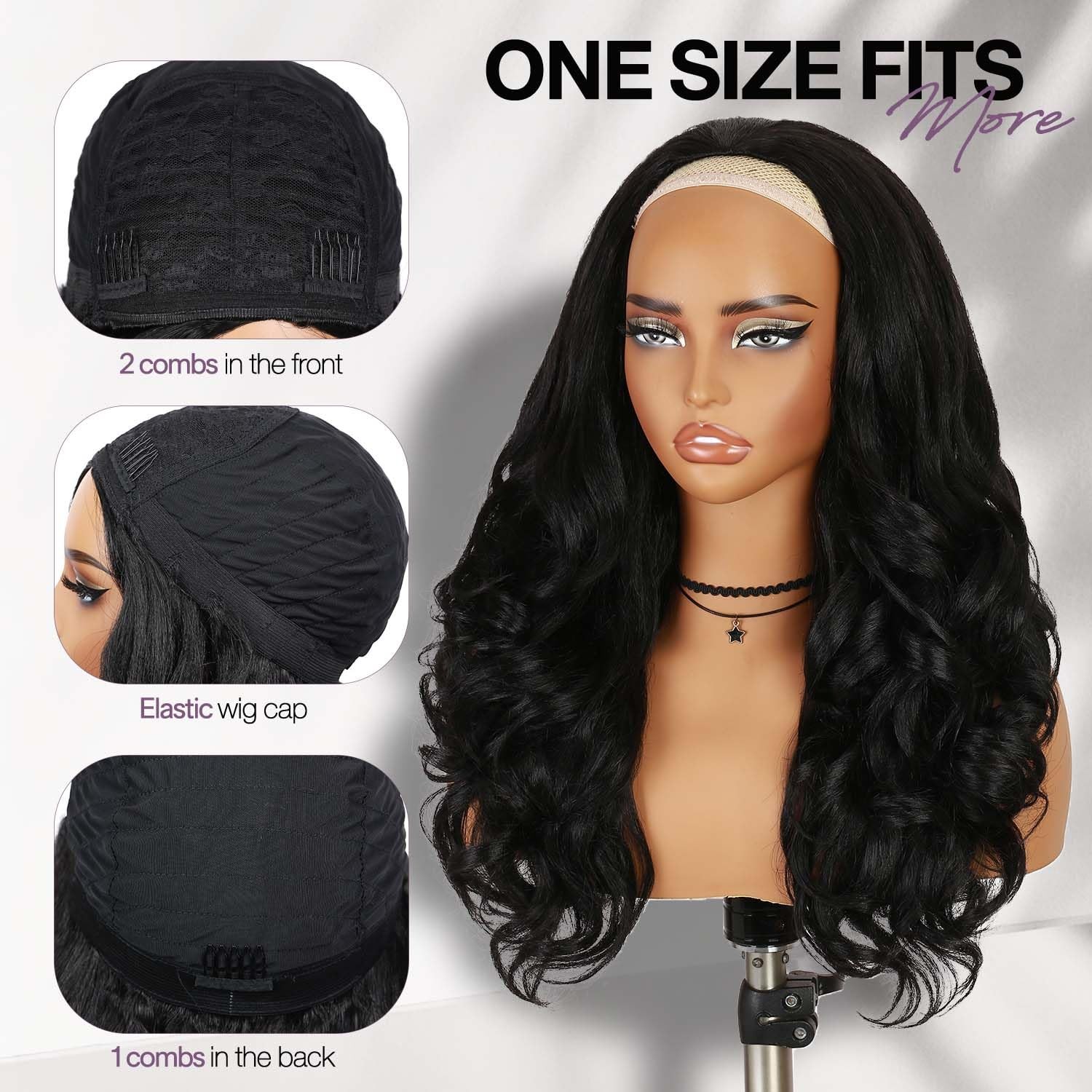 Yaki Curly Half Wig Loose Curly Synthetic Kinky Straight Wig With Curly End f…