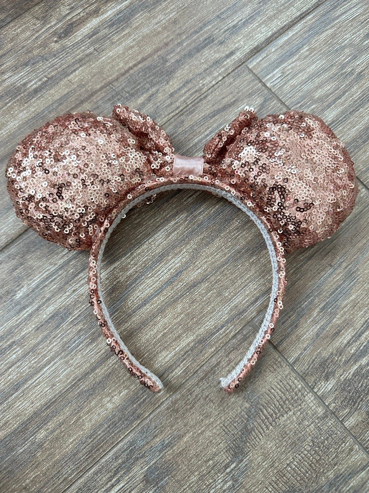 Disney World Rose Gold Sequins Minnie Ears Headband