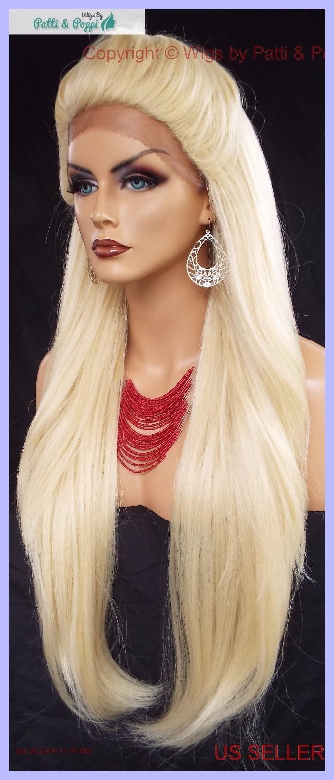 25″ Lace Front Wig Deep C-Part Heat Safe Straight Hair Color 613 Unisex