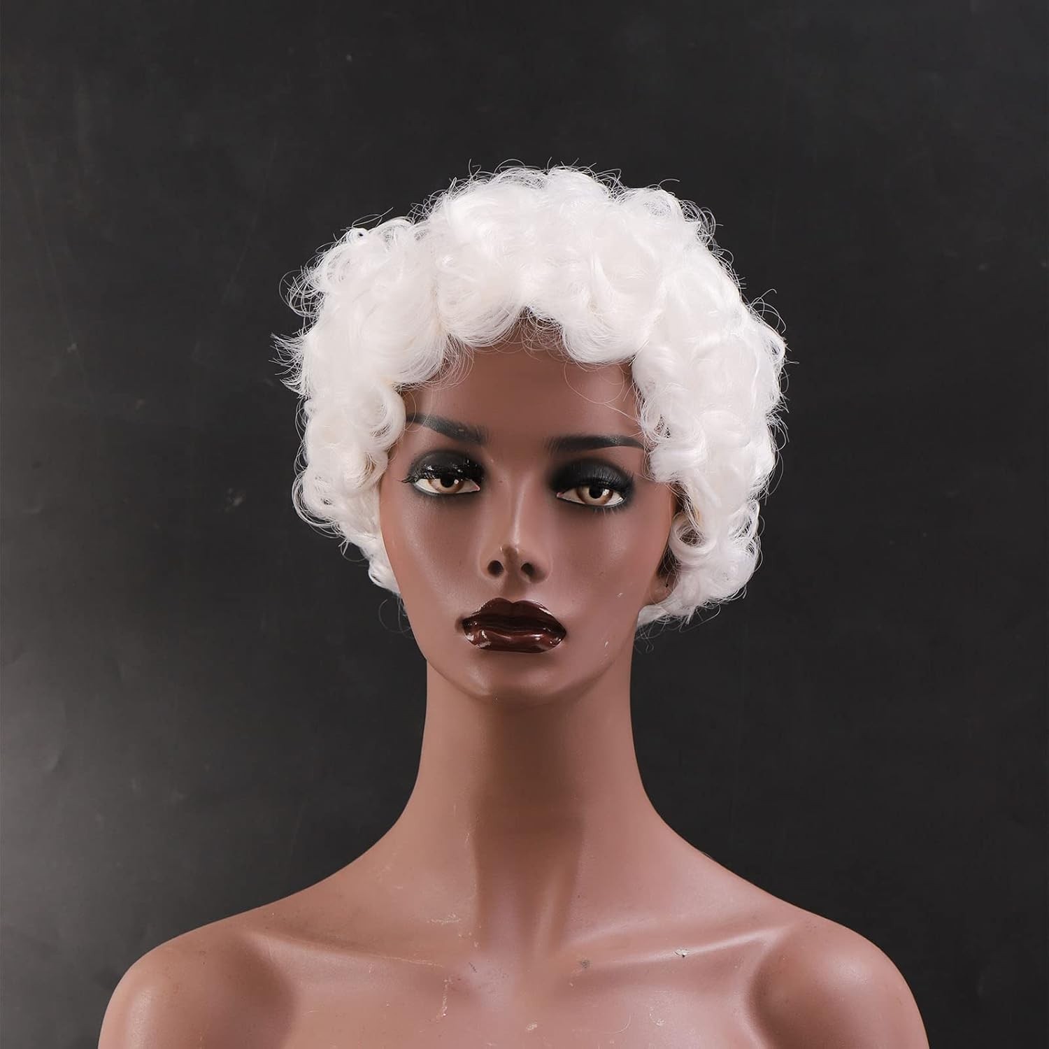 Durable Synthetic White Finger Wave Wig – Perfect for Themed Parties & Daily Use