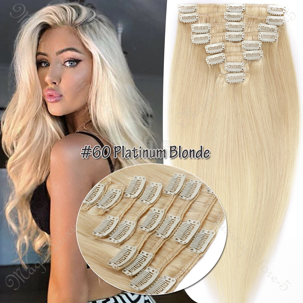 US 7A Clip In Real Human Hair Extensions Balayage 8pcs 100g+ 16″ 18″ 20″ 22″ HG