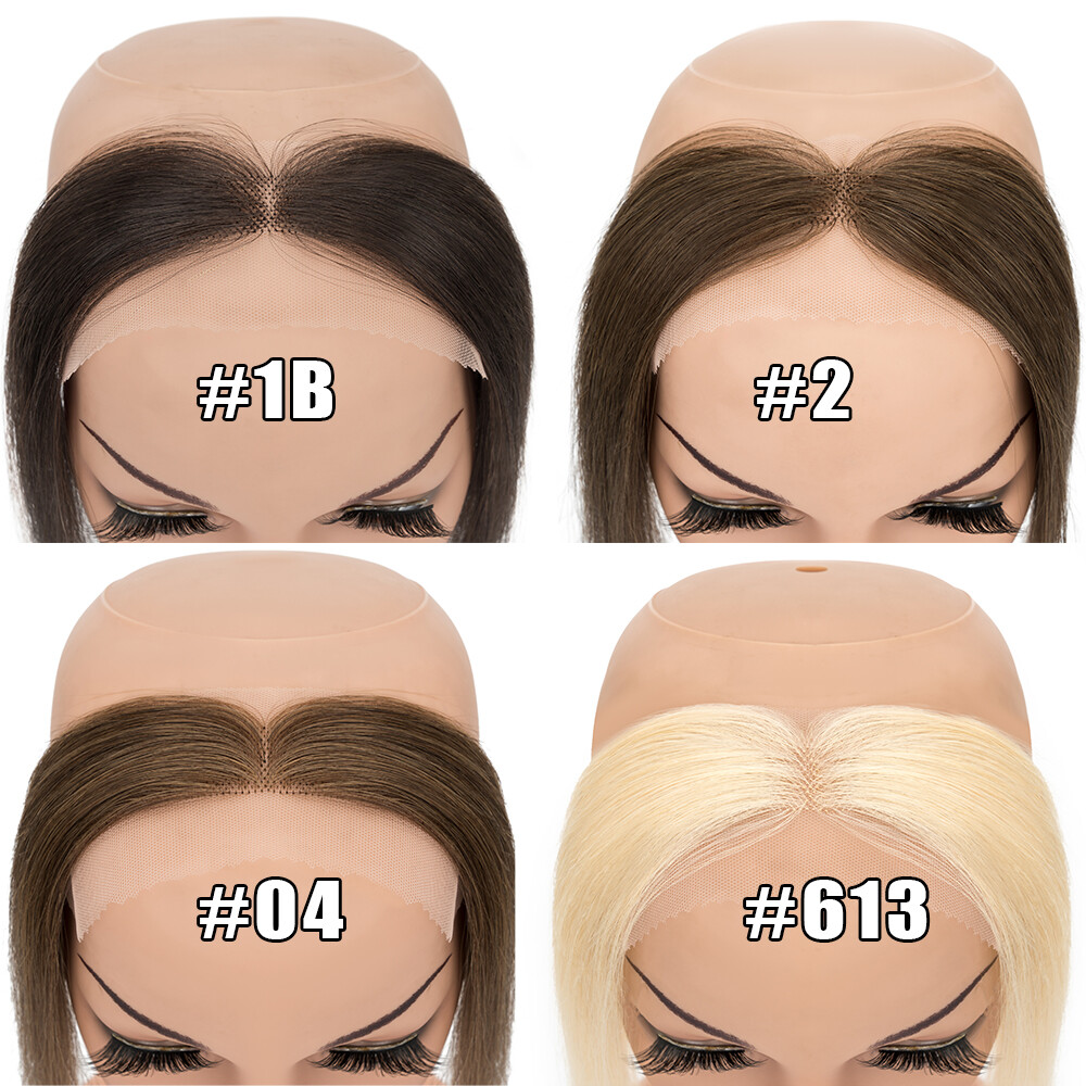 Frontal Hairpiece for Women Human Hair Extensions Thin PU Skin Lace Base Toupee