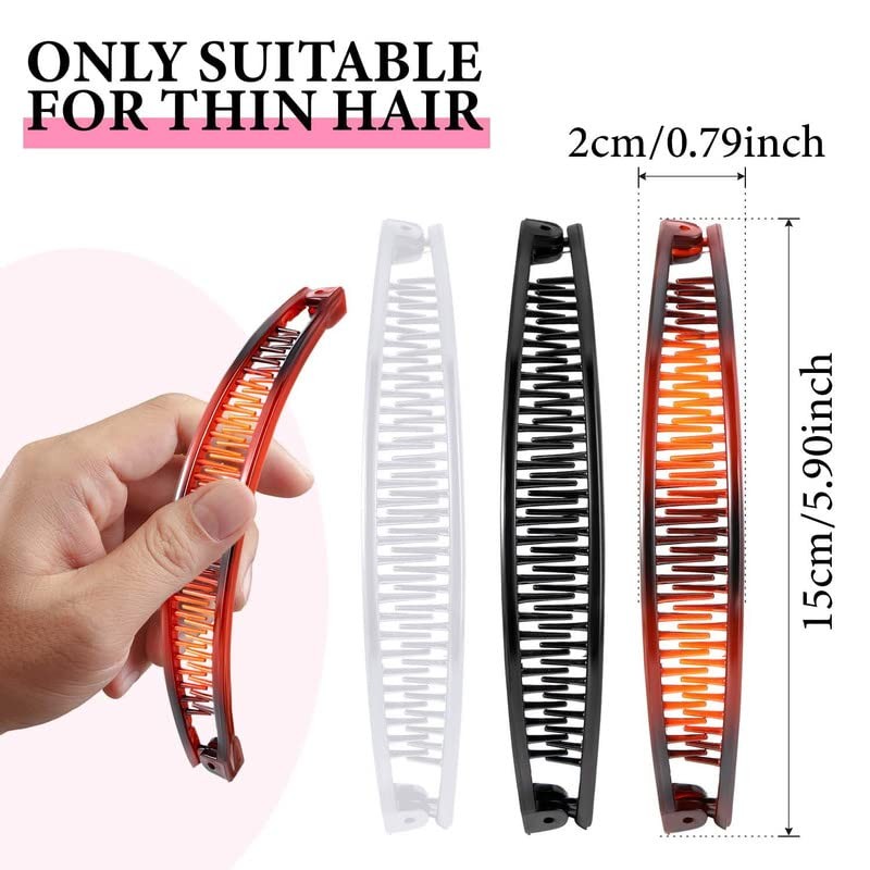 WILLBOND 6 Pcs Banana Clip Hair 1 Count (Pack of 6), Brown, White, Black