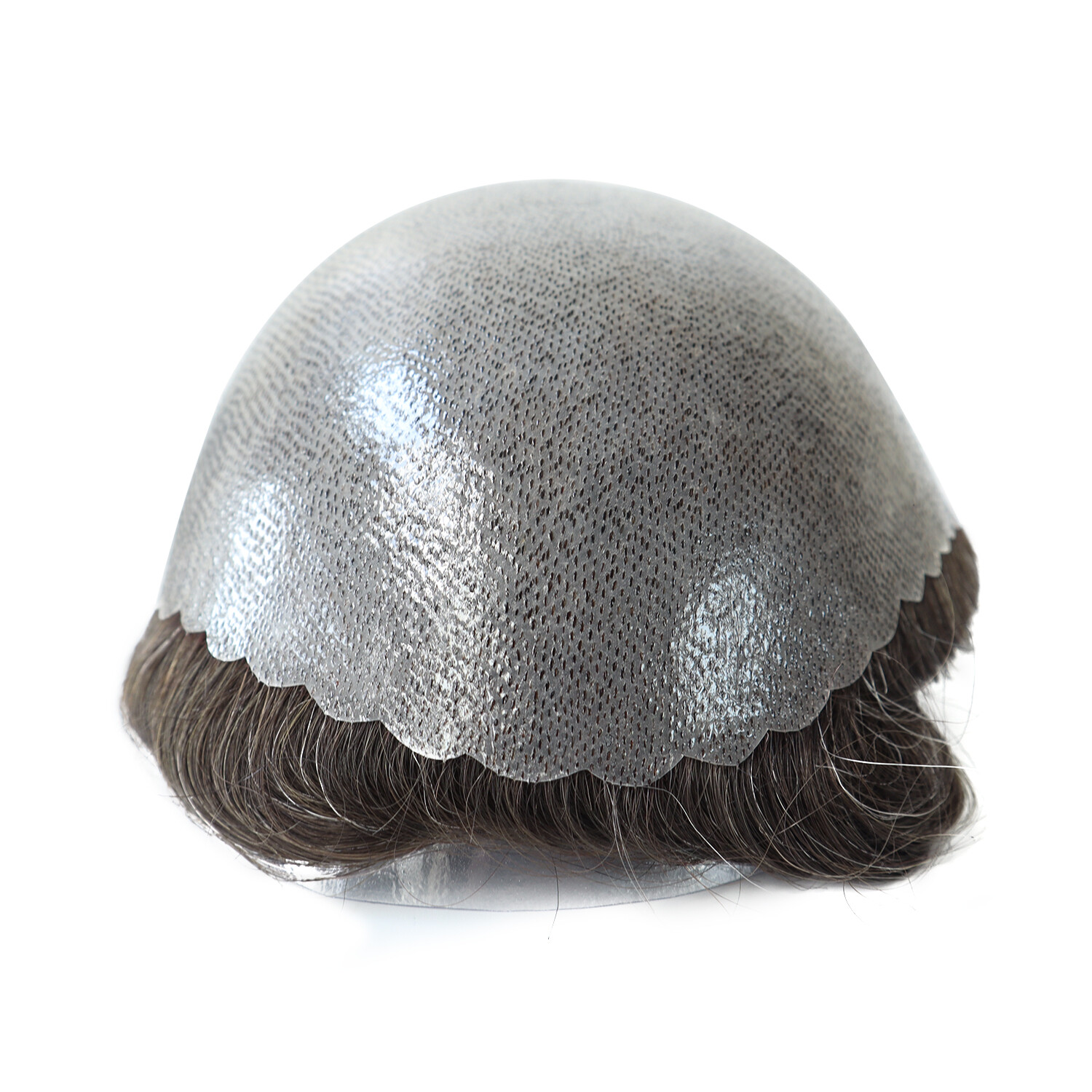 Mens Hair Replacement System All Poly Skin Toupee Knotted Wig Human Hairpiece5”