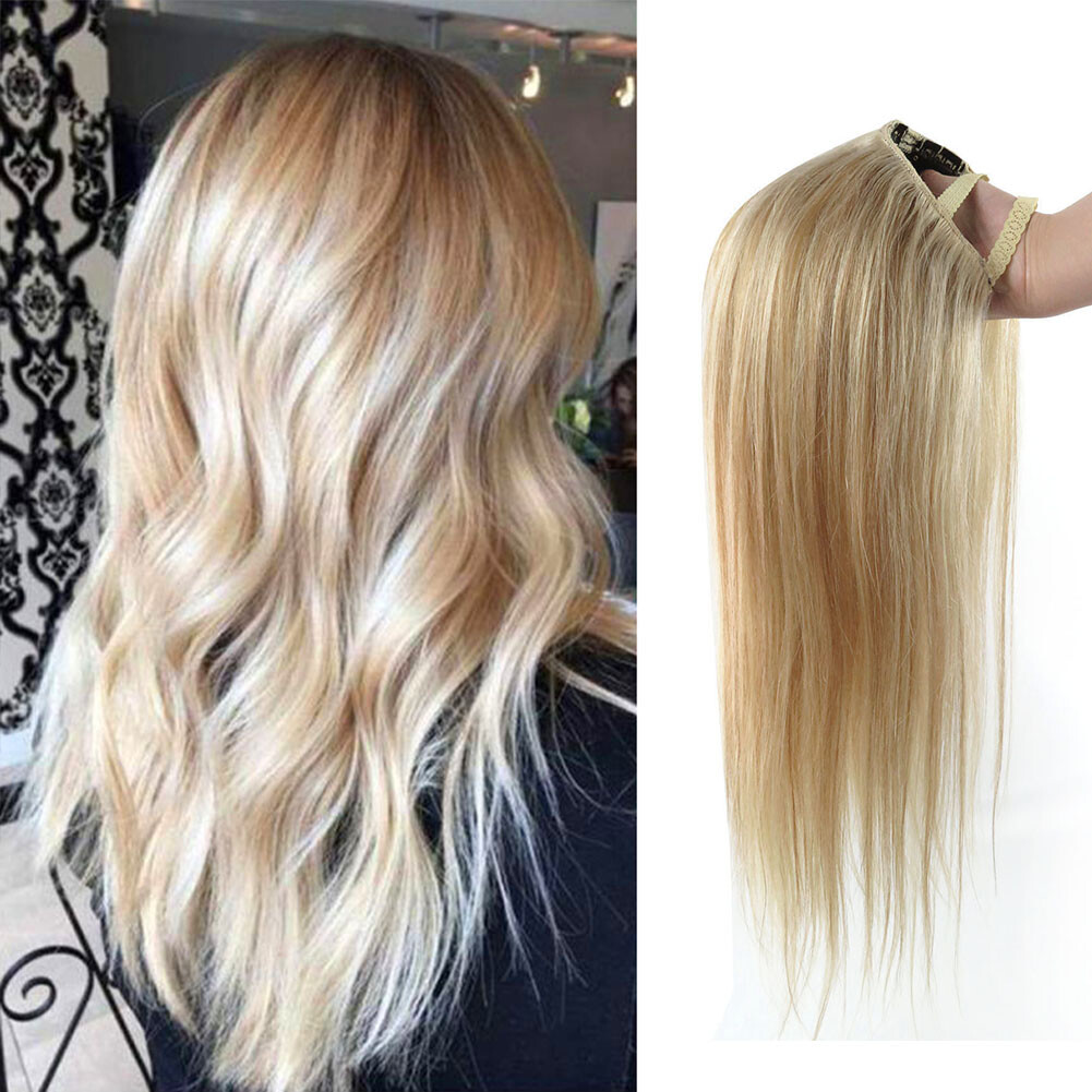 Long U Shape Glueless 100% Real Human Hair Machine 3/4 Weft Cap Wig Highlights