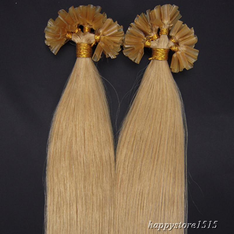 Remy Human Hair Extensions 100S Pre Bonded Nail Keratin U Tip Glue Hair 1g 0.5g