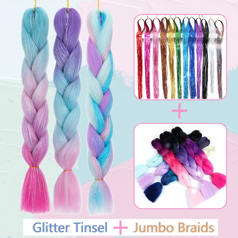 Synthetic Jumbo Braiding Hair Extensions Crochet Long Thick Ponytaill Halloween