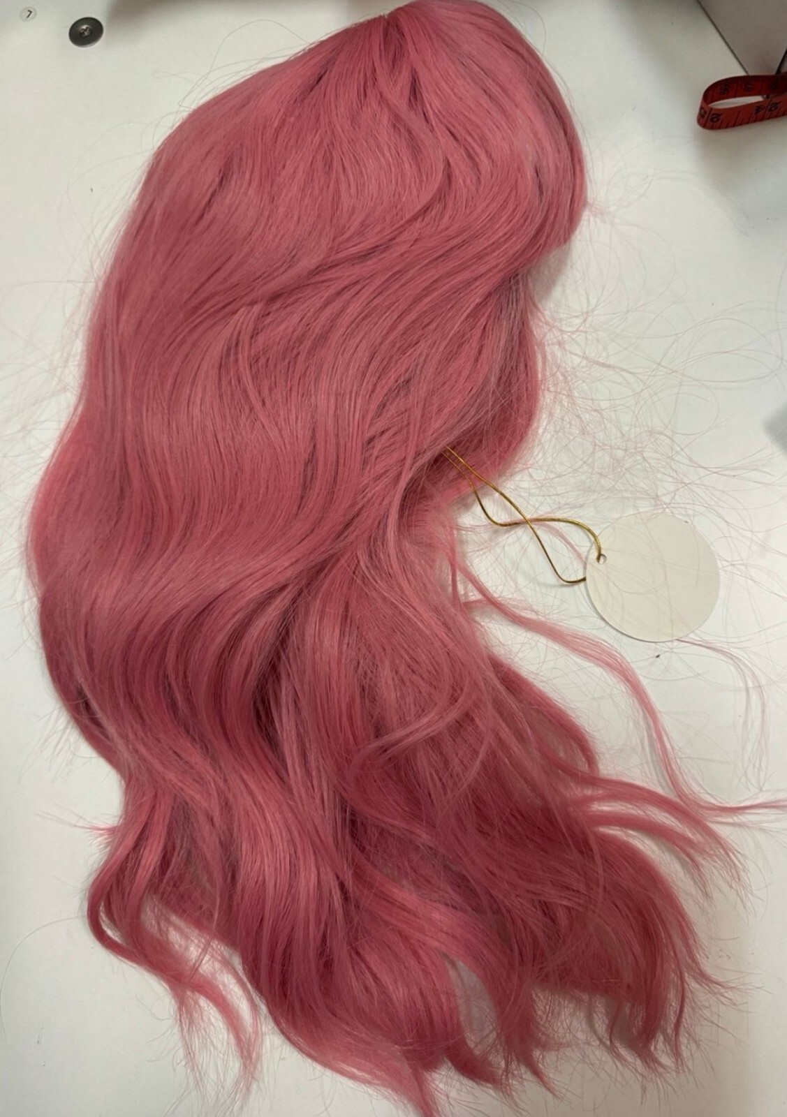 Short Pink Wavy Bob Wig with Bangs for Women 16 Inches Natural Synthetic Hair