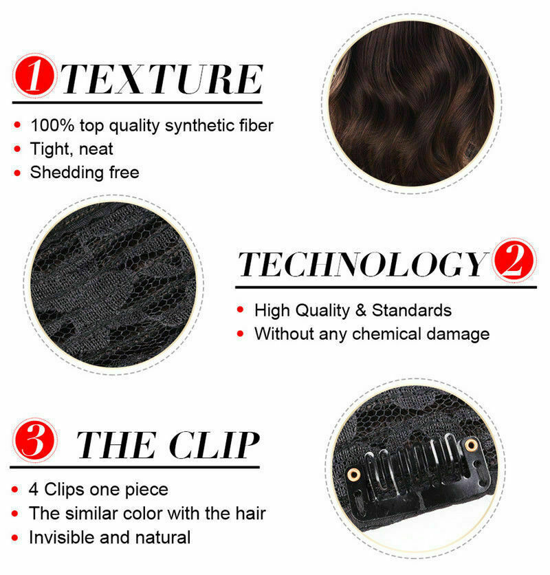 Real THICK Clips in One Piece Hair Extensions As Human Curly Blonde Hairpiece US