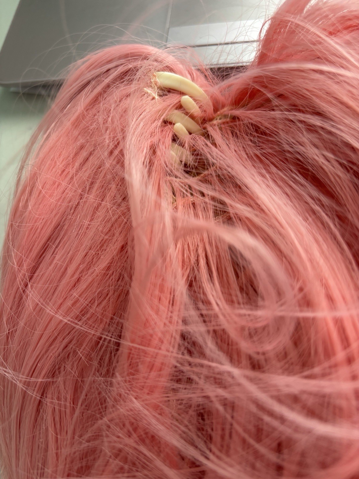 Pink Cosplay Wig with 2 Clips Ponytails for Girls and Women Short By Anangel