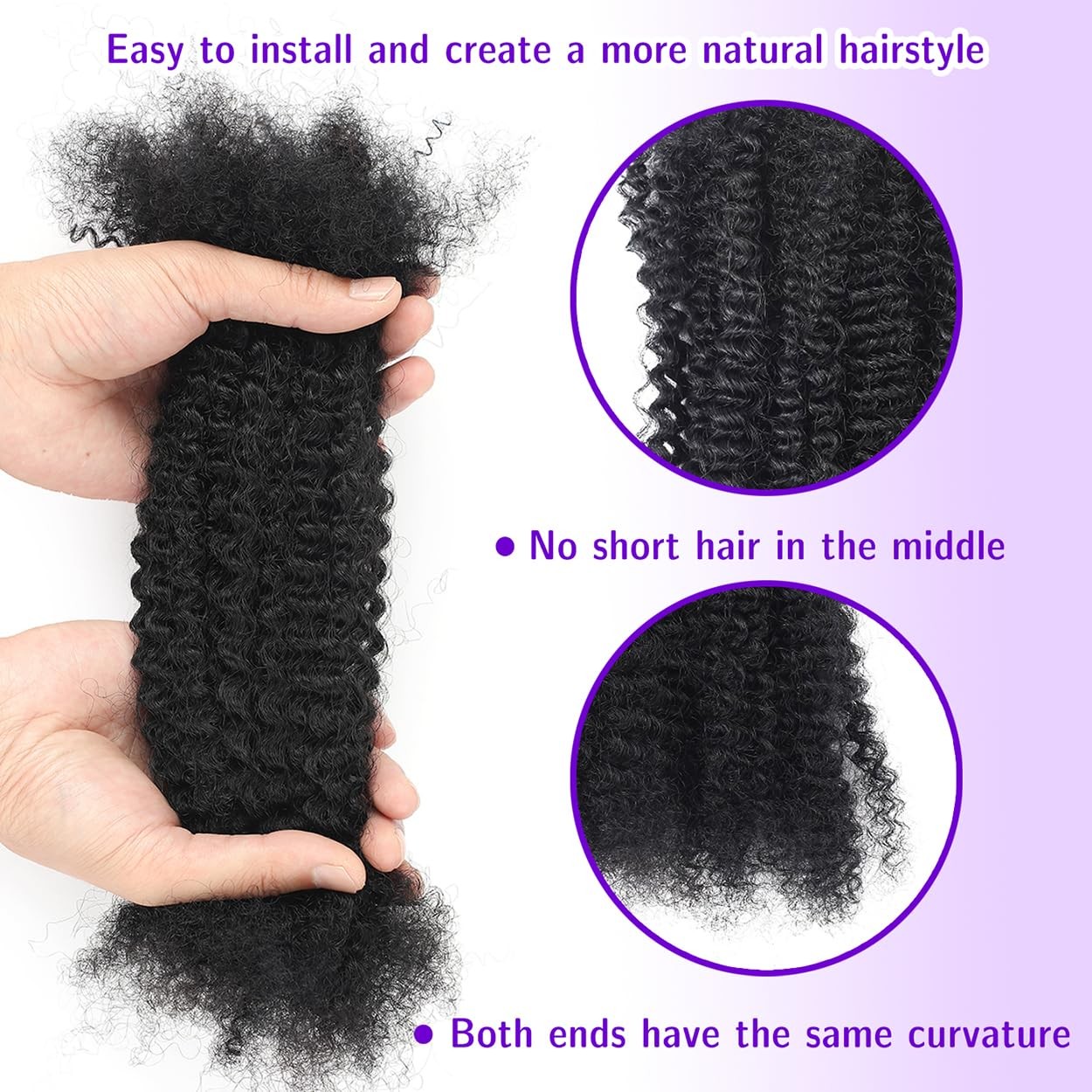16 Inch Afro Kinky Curly Human Hair Bulk for Permanent Micro Locs/Twists/Brai…