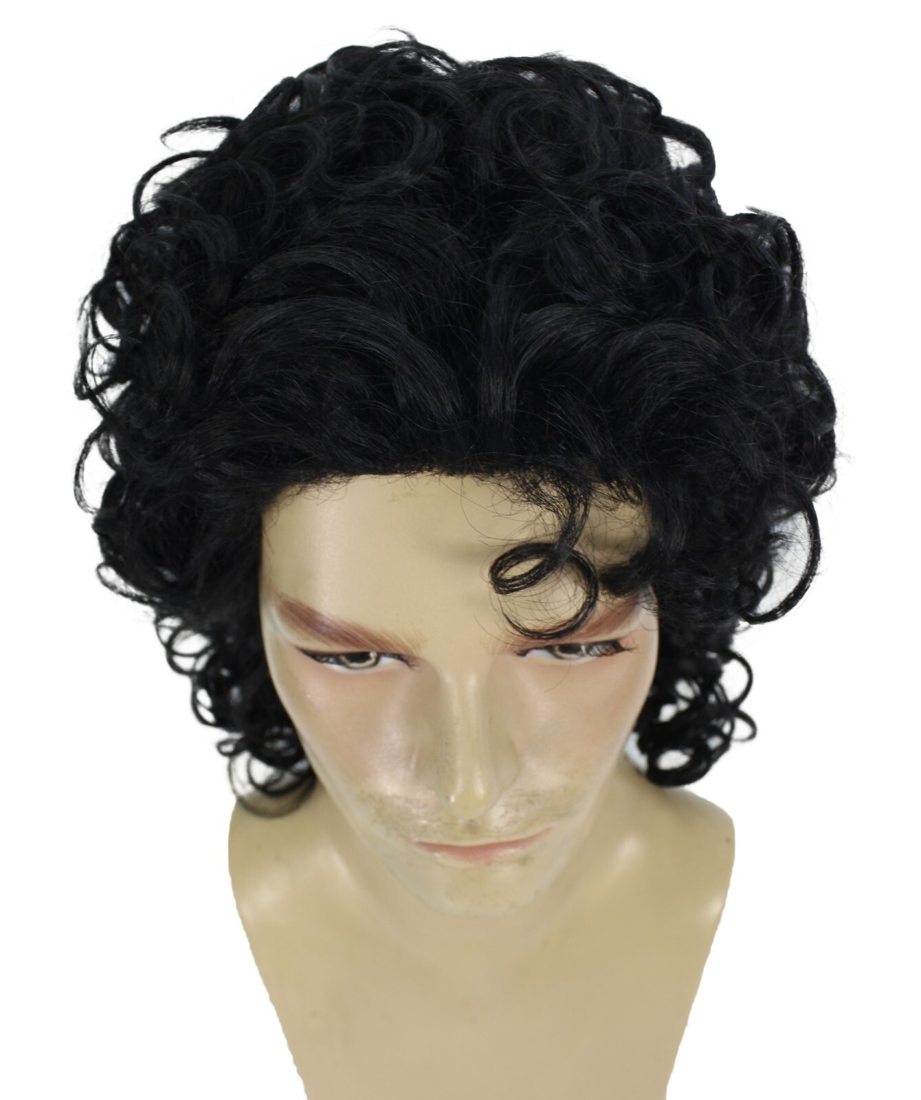 Adult Men’s Retro Pop Star and Pop King Black Curly Wig I Black Color I HM-1635
