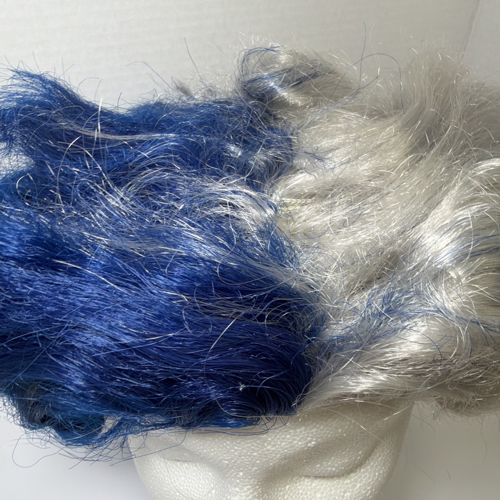 Blue & Silver 2-Tone Sports Fan Wig Team Spirit Unisex Crazy Hair Adult Size