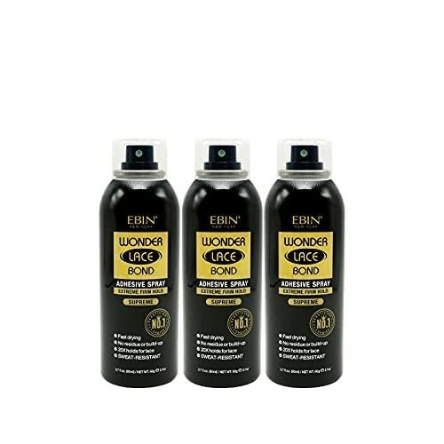 Lace Wig Adhesive Spray Extreme Firm Hold 3 Pack 2.7oz Fast Drying No Residue