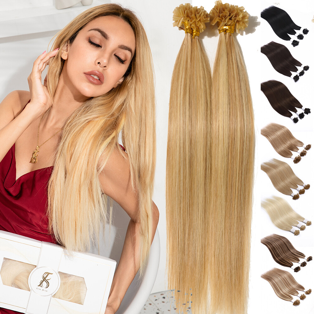 Thick 1G/S U Tip Pre Bonded Human Hair Extensions Remy Nails Tip Keratin Caramel
