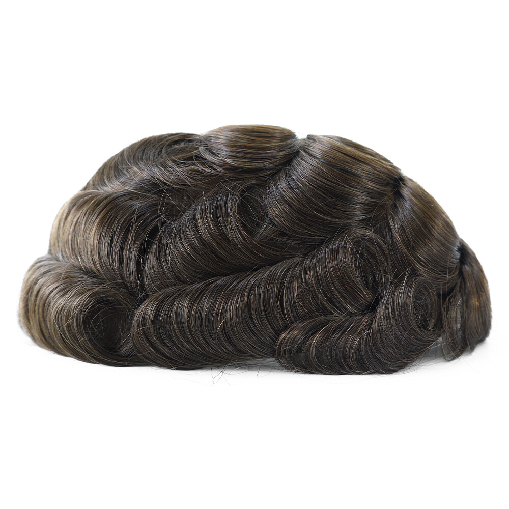 Natural Swiss Lace Toupee Bleached Human Hair System Hairpieces Express Shipping