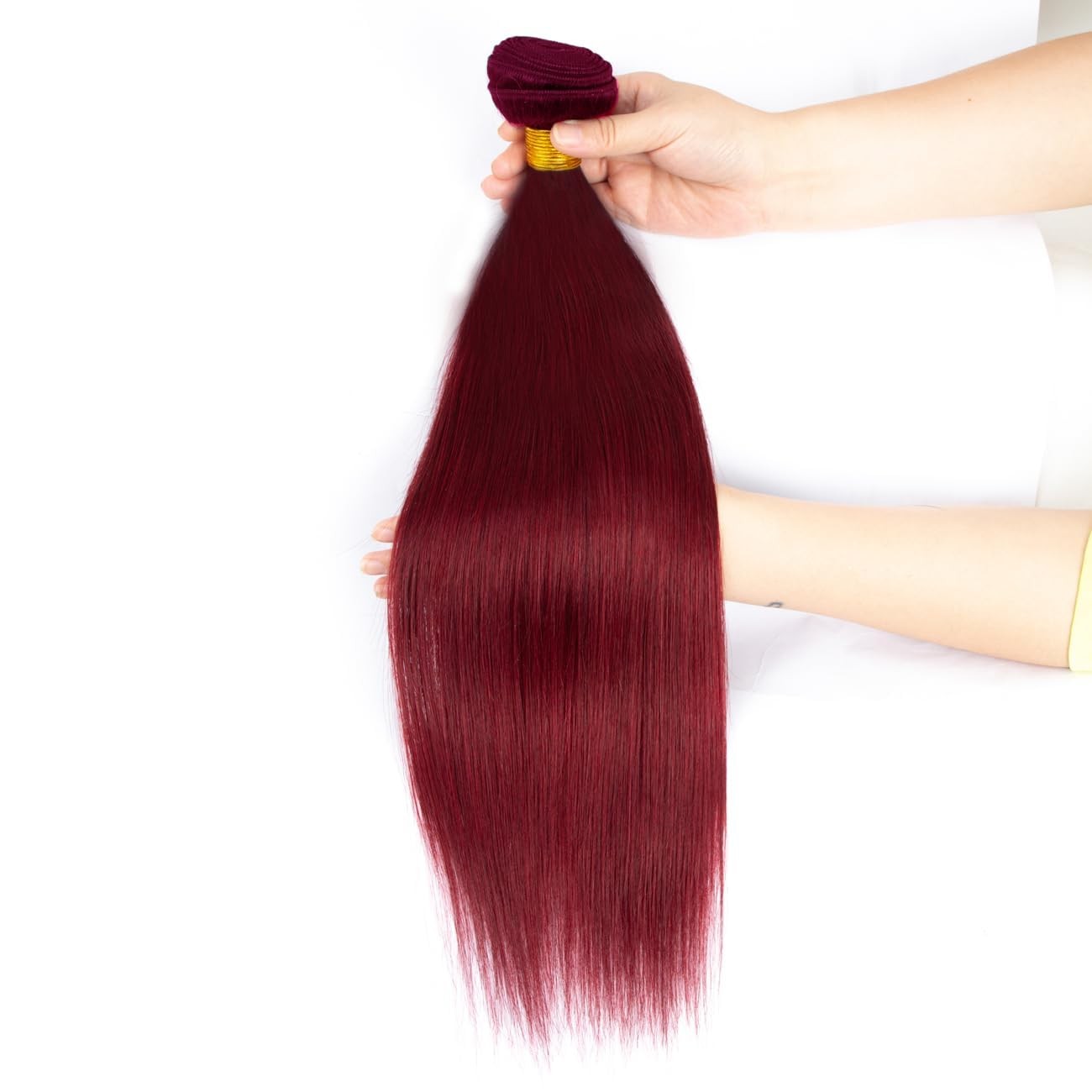 Xddnamei Augfst Virgin Weave Human Hair Bundles 300G 99J-Burgundy-Straight Wave