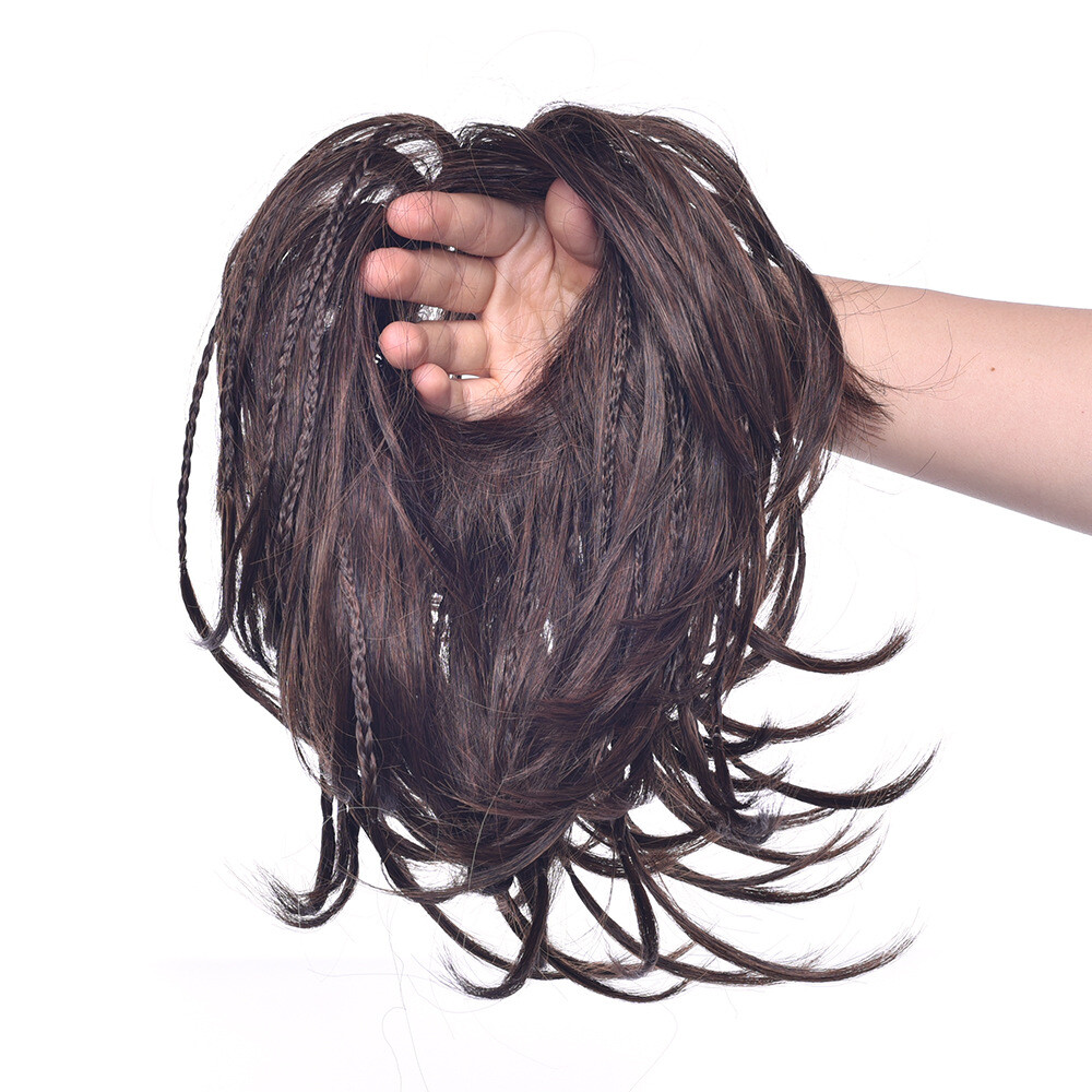 Short Braided Bun Scrunchies Updo Wrap Messy Hairpiece Ponytails Hair Extensions