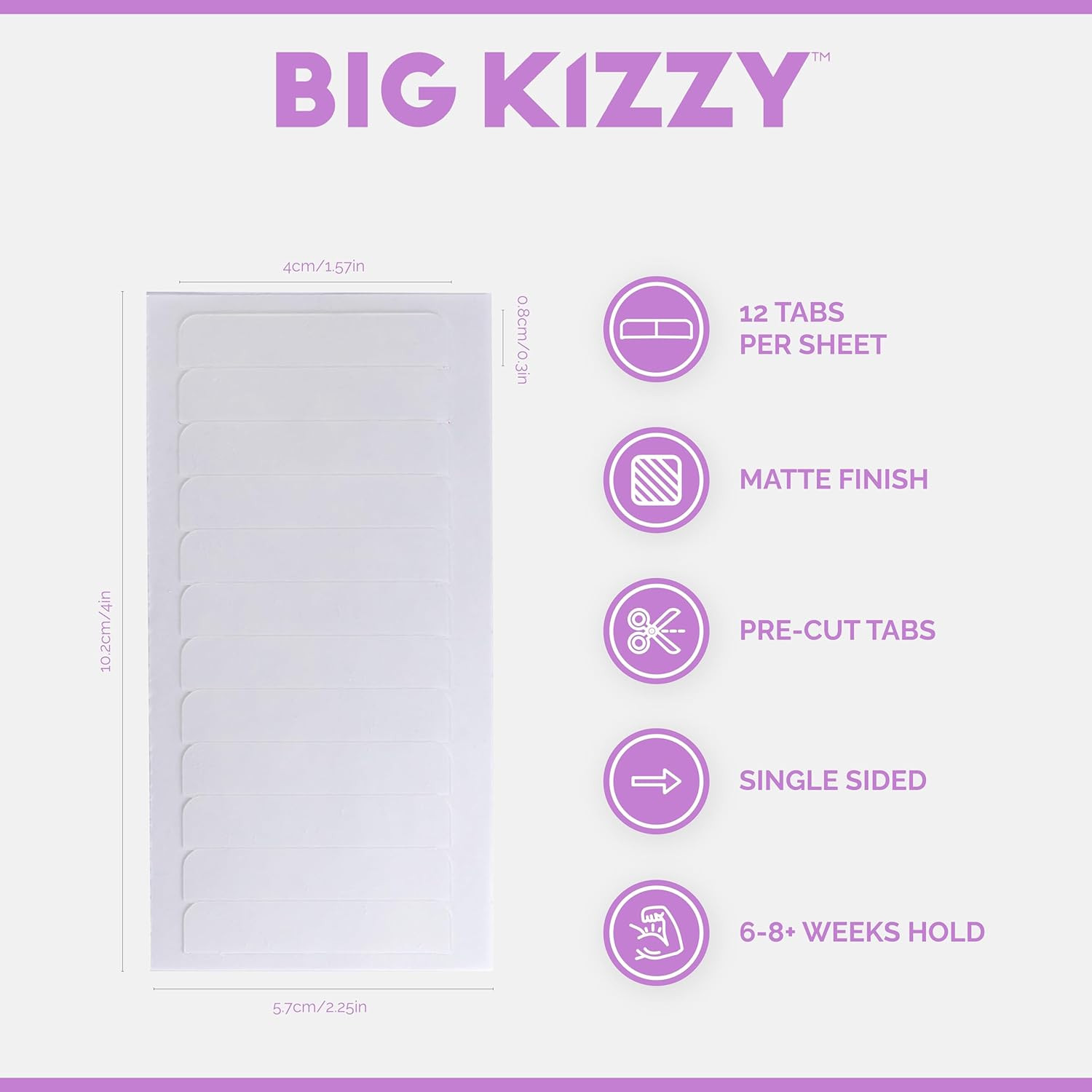 Single Sided Tape for Hair Extensions by Big Kizzy (72 Tabs) – Extra Hold – Easy
