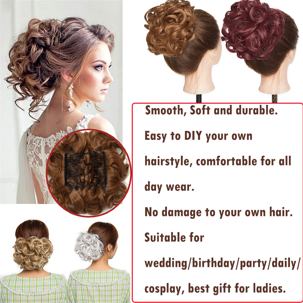 Bun Scrunchie Hair Extensions Updo Hairpiece For Woman Comb Clip in Chignon Wave