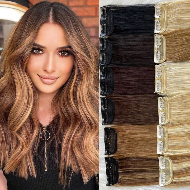 Small Piece Clip In Human Hair Extensions Hairpiece Weft Short Mini Pad 4-12Inch