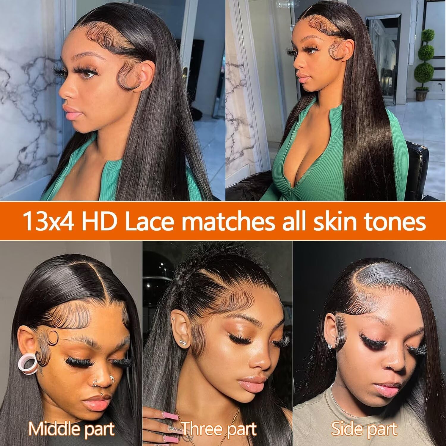 Lemoda 15A Lace Front Wigs Human Hair Straight Human Hair Wig 24 Inch Outlet