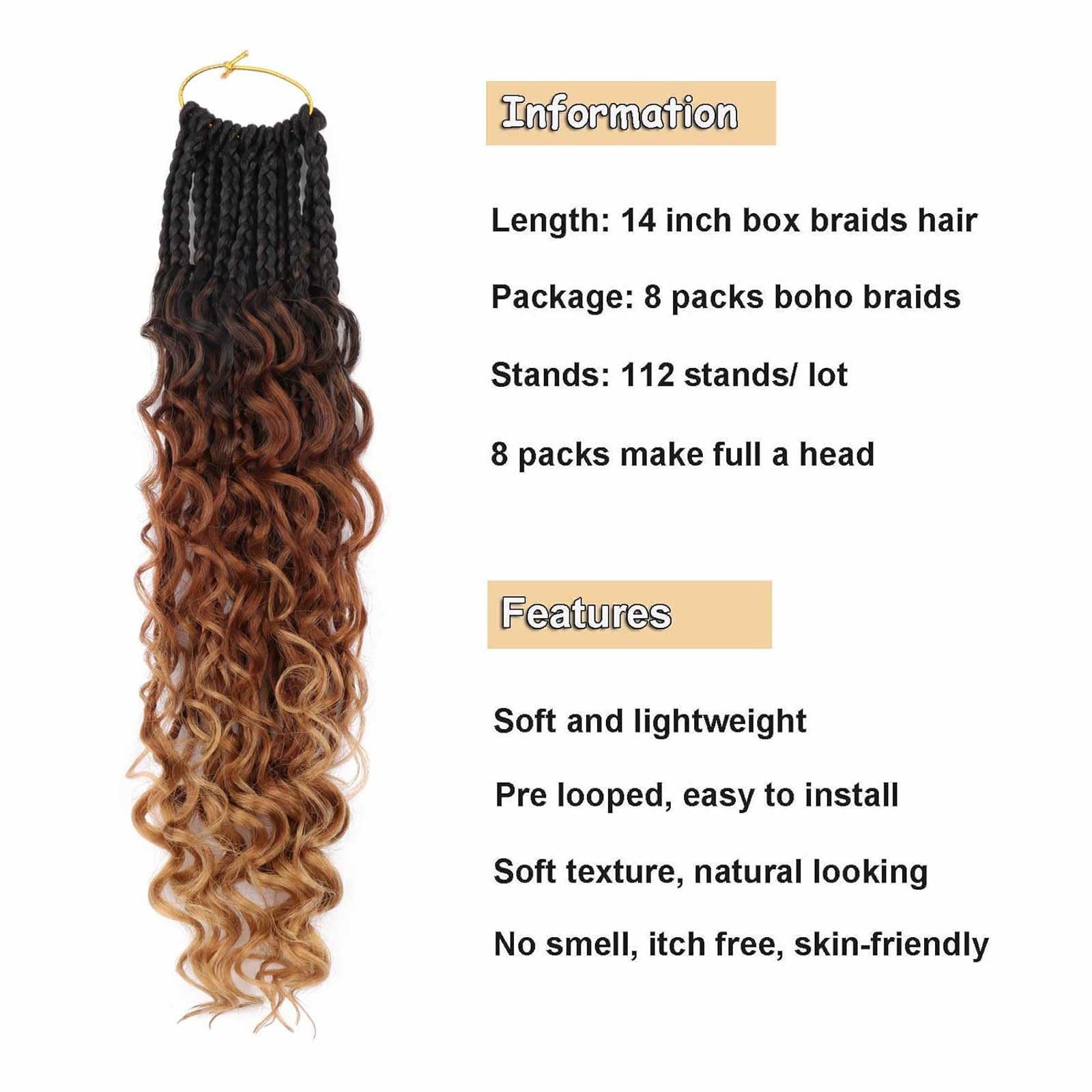 8 Packs Goddess Box Braids Crochet Hair Crochet Box Braids with Curly Ends Bo…