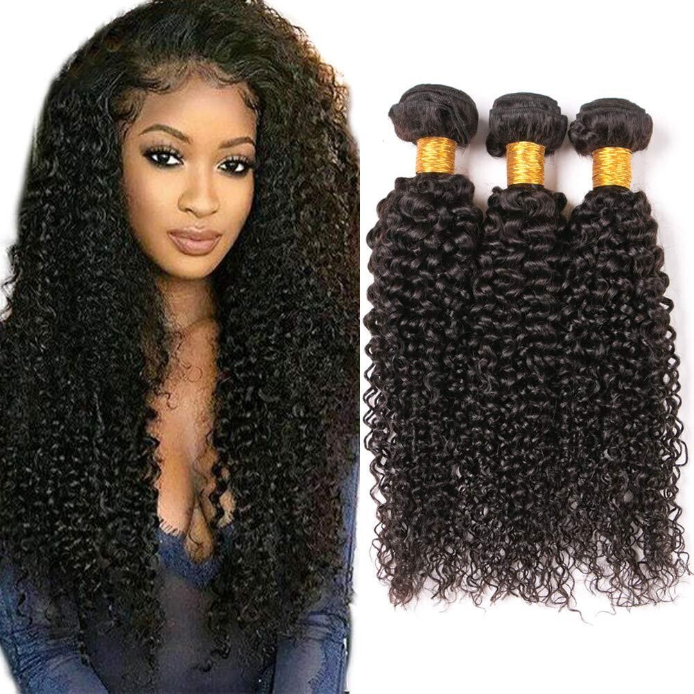 Natural Black Curly Brazilian Virgin Human Hair 8″- 22″