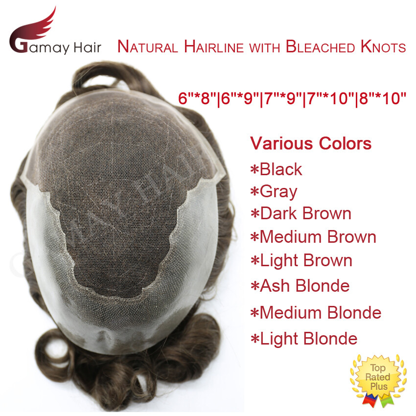 Mens Toupee Hairpiece French Lace Front Hair System Replacement PU Skin Mens Wig
