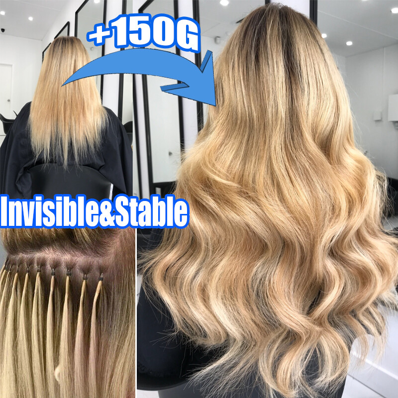 Blonde Nano Ring Remy Human Hair Extensions Pre-Bonded Fusion Keratin Thick 150S