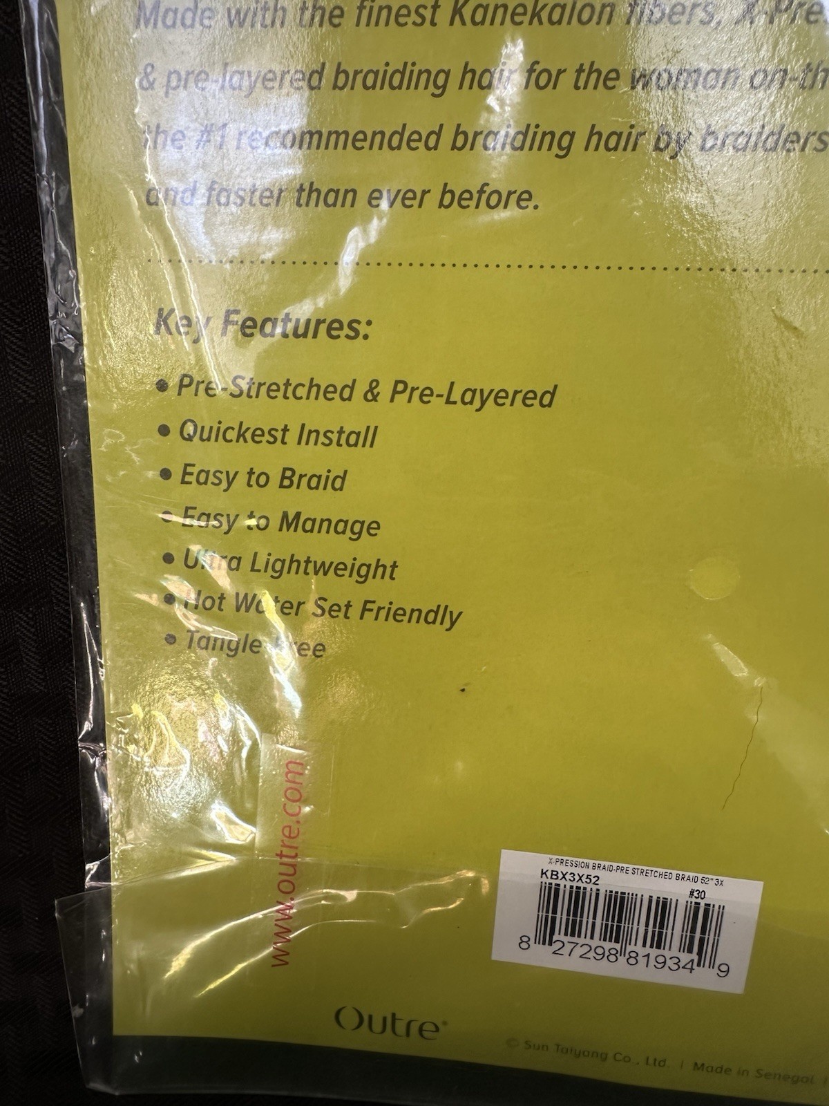Outre X-pression 52″ Hair Extensions Ultra Braid Pre-Stretched & Pre-Layered-New