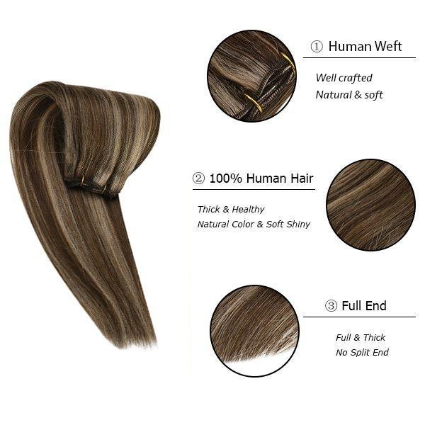Sunny Hair WEFT 16in Brown to Blonde Human Hair Extensions HW_P4-27_16_100G4