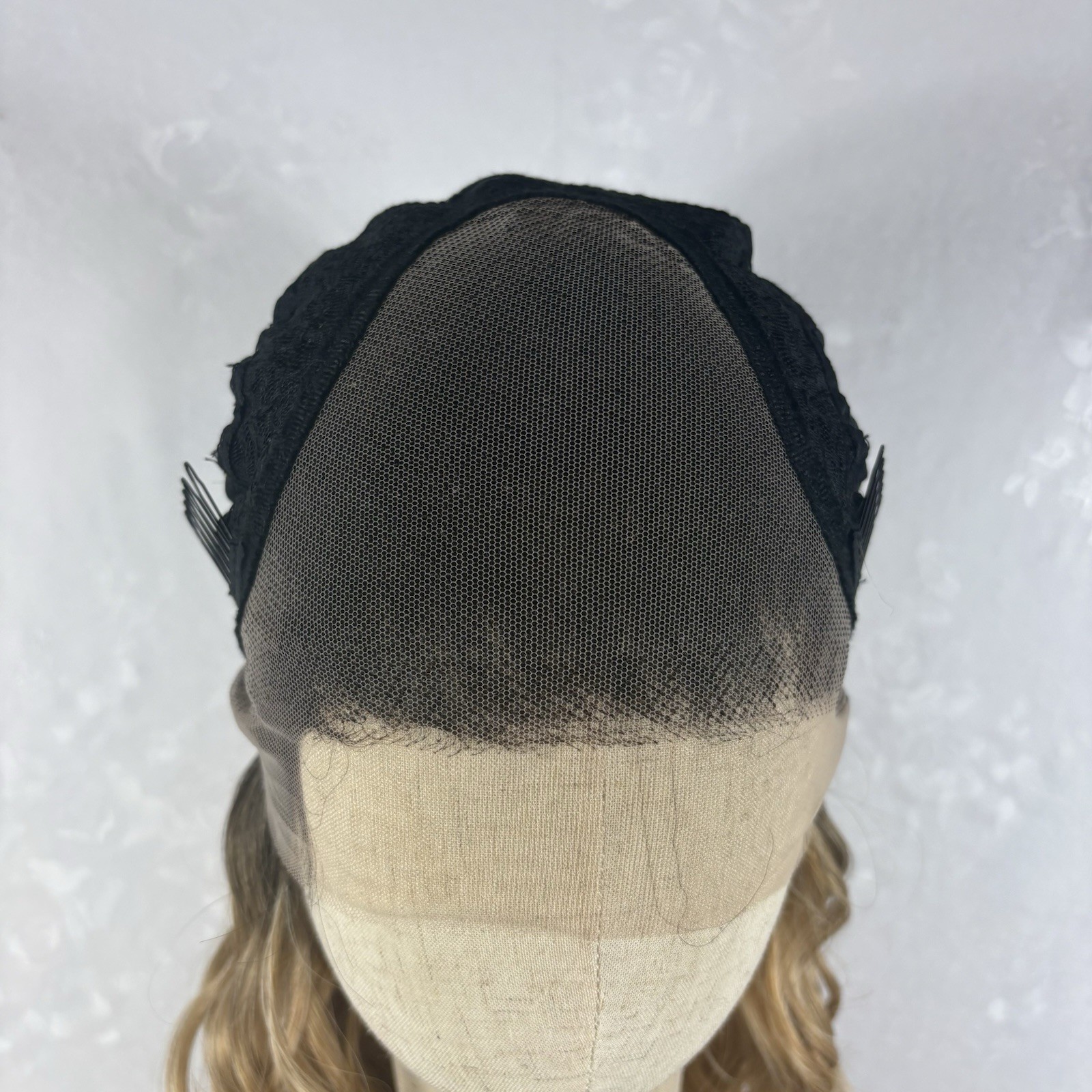 Daily wear 360 lace updo WIG! 36” long curly ombre honey Blonde Human Hair Blend