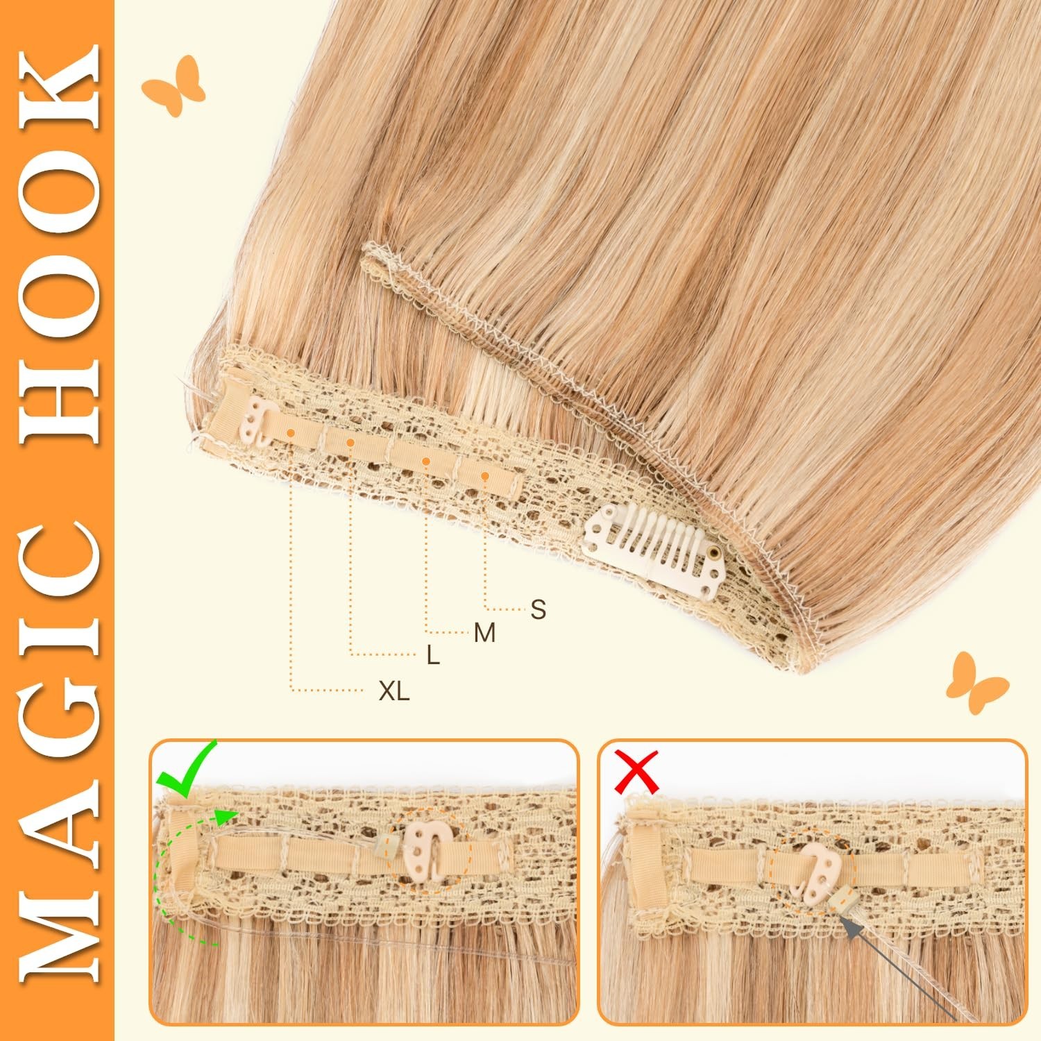 TESSHAIR Halo Straight 100% Real Human Hair Extensions * 18″ 65g *#12P613 Gold+