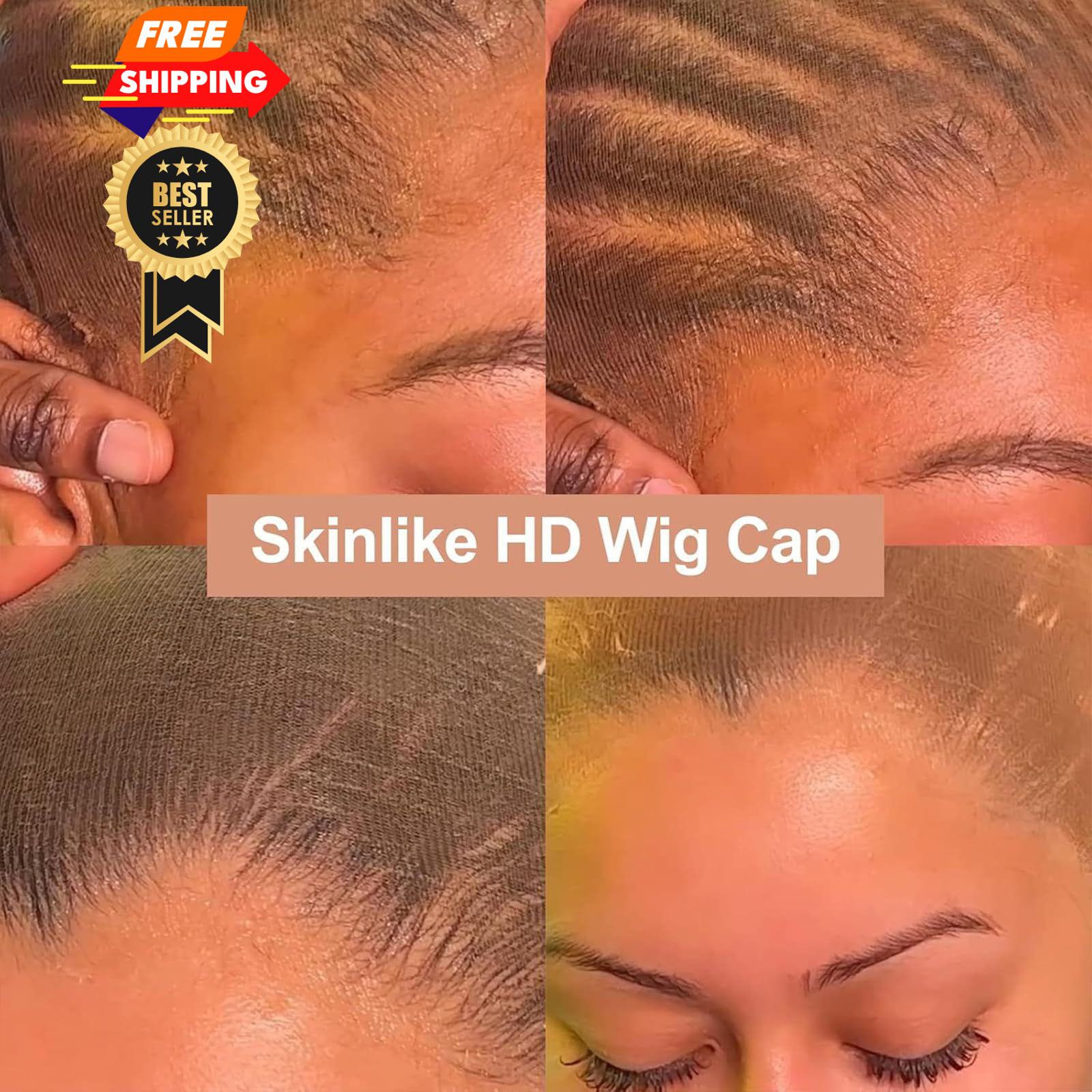 BEEOS Skinlike HD Wig Cap, 4 Pieces Invisible and Sheer 4 Pieces, Cap