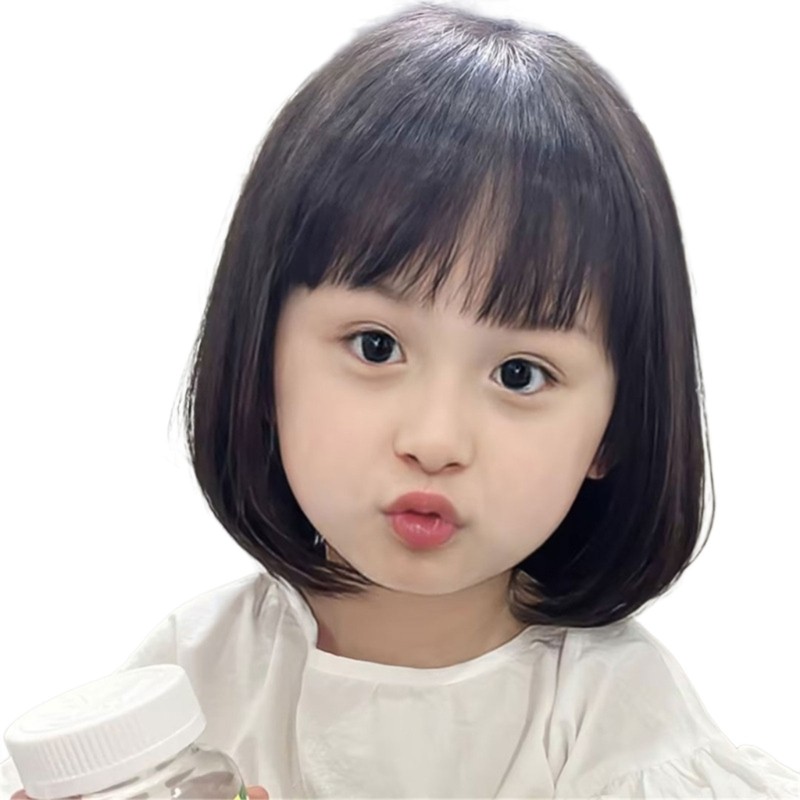 Kids Short Bob Wigs Natural Lookings Hairpiece Easy To Wear Breathable Headcover