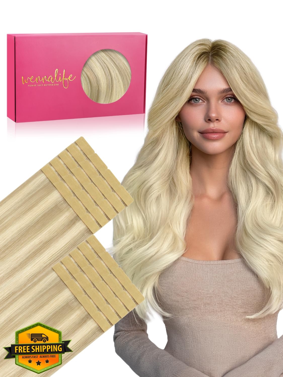 Wennalife 24in 50g 10pc 8cm ombre tape hair extensions