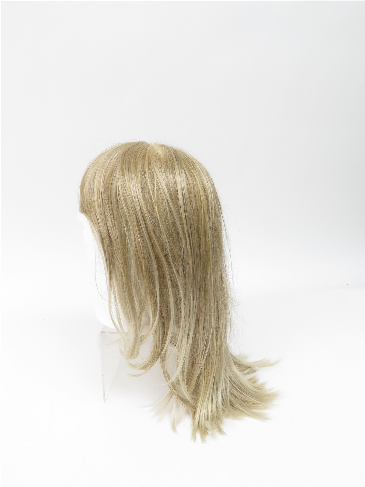 Synthetic Fiber High Quality Light Ash Gold Blond Wig Straight Medium Long Hair