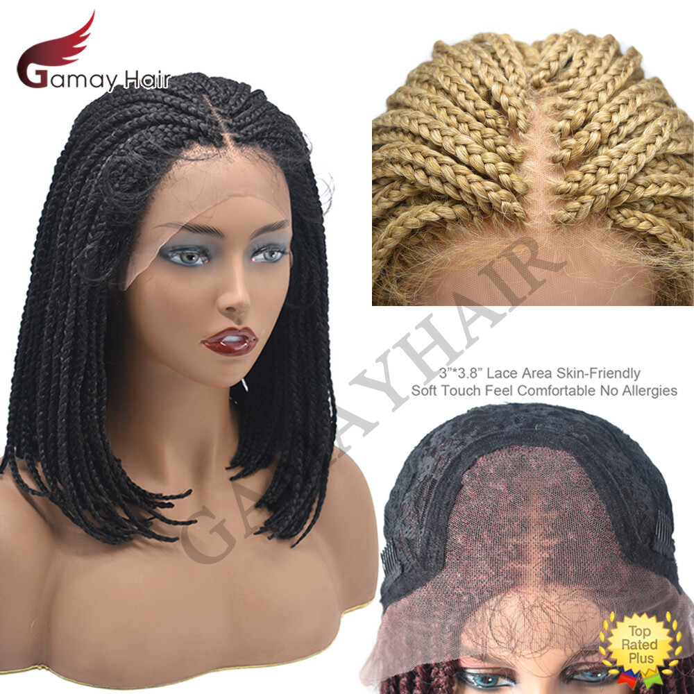 Lace Front Box Braided Cornrow Wig with Baby Hair for Black Women 16″ Braids Wig