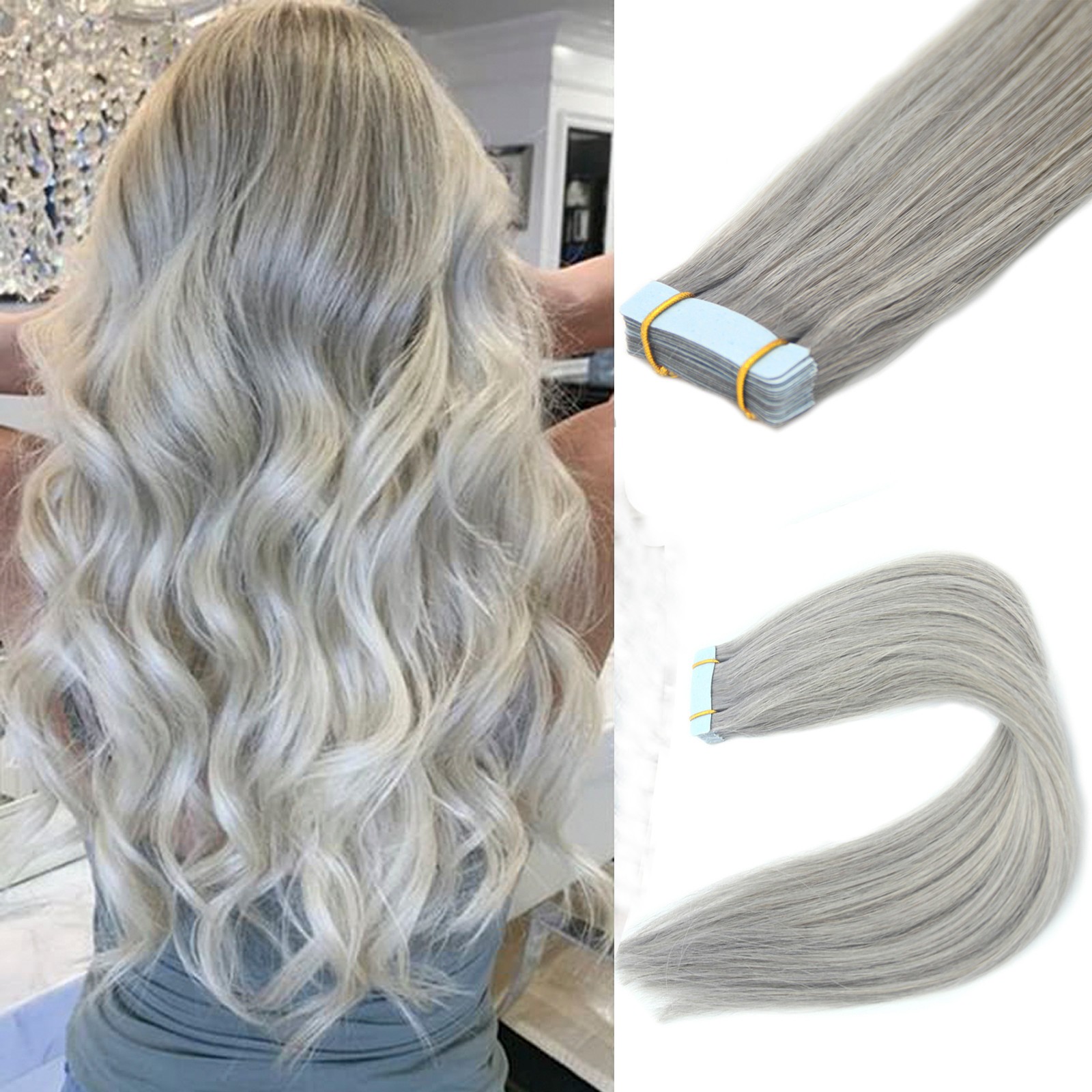 Tape in Remy Human Hair Extensions Invisible Skin Wefts Remy Hair Fashion Colors