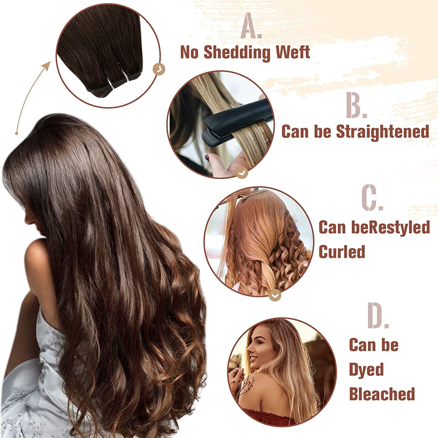Double Weft Human Hair Extensions Sew in Weft Human Hair Weaves Highlight Colors