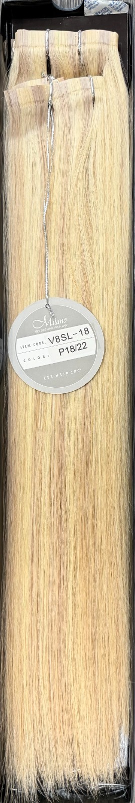 Eve Milano Remy Virgin Human Hair 18″ Seamless Clip-In Extensions 8pcs #18/22