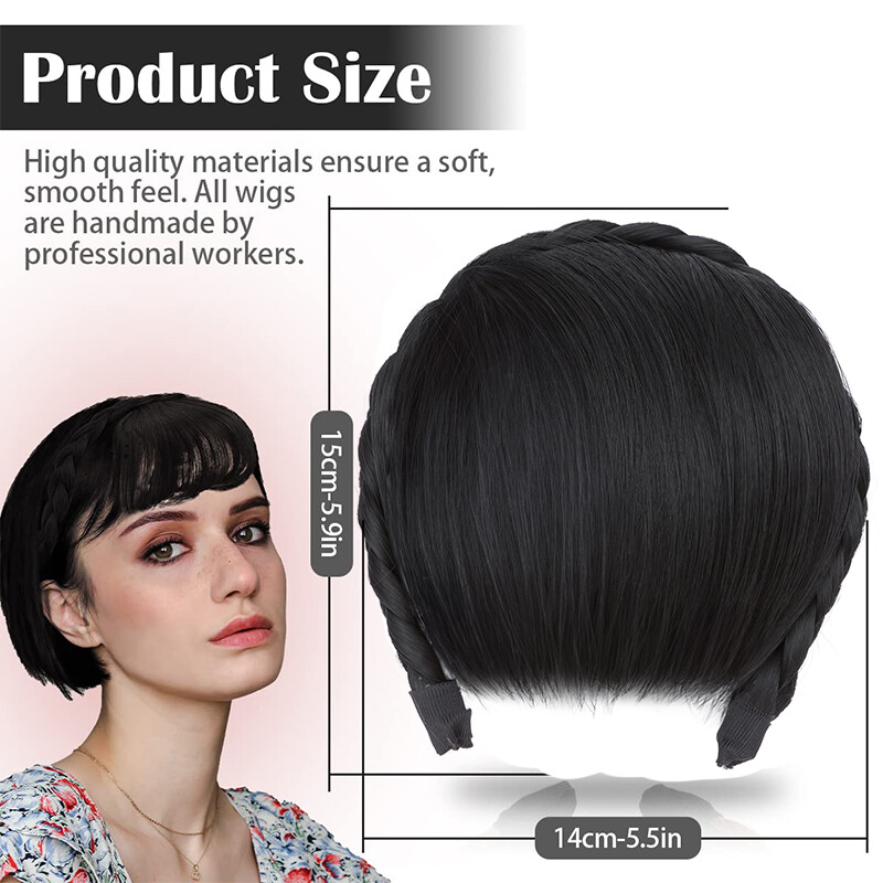 Real Thick Bangs Clip in Front Fringe AS Human Hair Extensions Hairband Bangs US