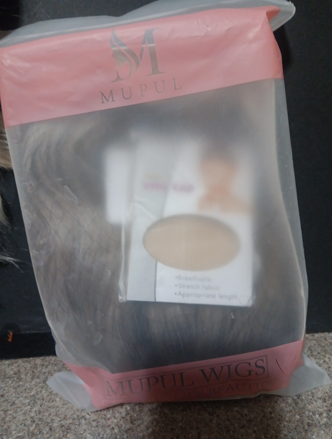 MUPUL Wigs Breathable, Stretch Fabric, Appropriate Length Silver/Grey