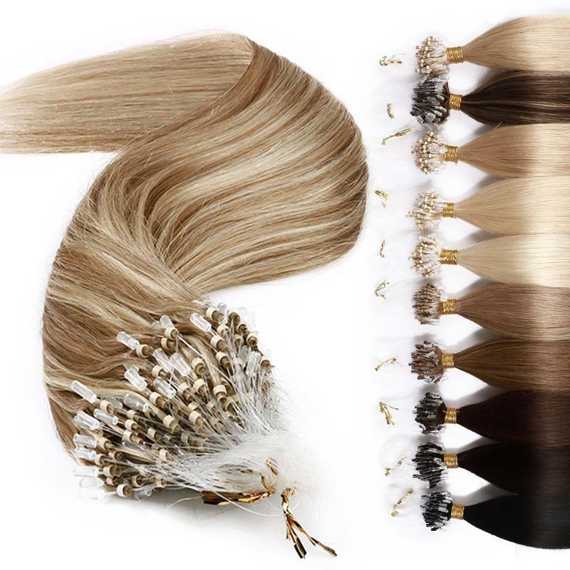 12″-24″ Micro Loop Ring Bead Indian Remy Nano Link Human Hair Extensions THICK U