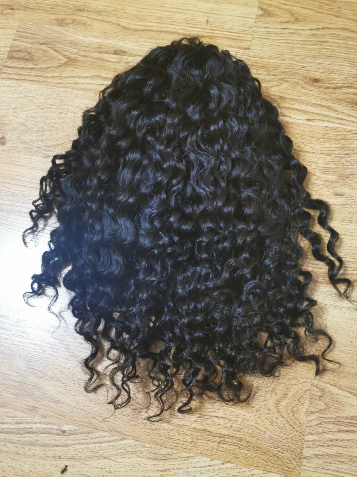 Quality Natural Black Burmese Curly Human Hair Headband Wig 16″